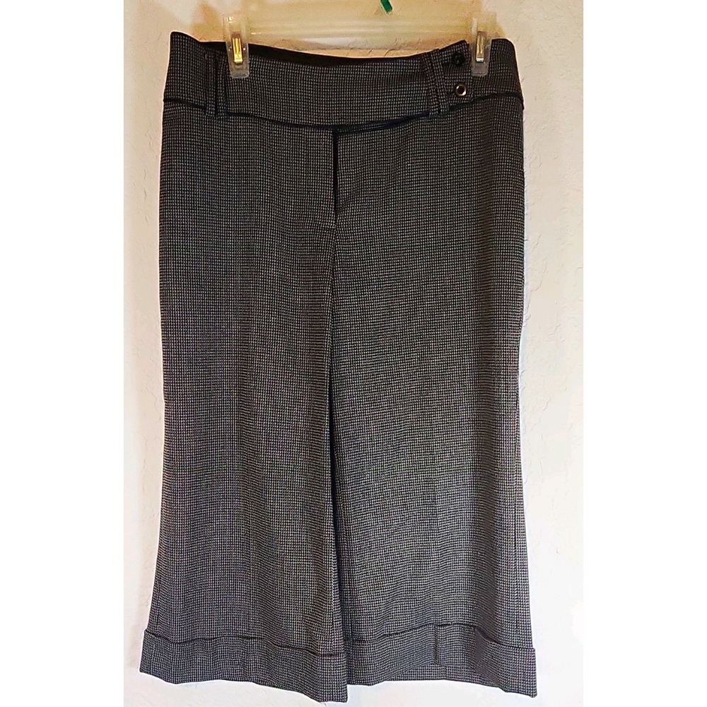 White House Black Market  Black & White‎ Houndstooth 3/4 Length Pants Sz 8